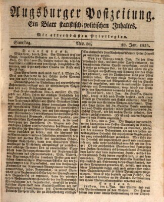 Augsburger Postzeitung Samstag 10. Januar 1835