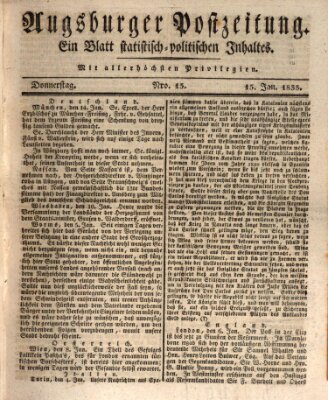 Augsburger Postzeitung Donnerstag 15. Januar 1835