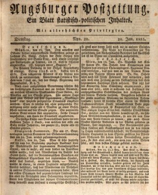 Augsburger Postzeitung Dienstag 20. Januar 1835