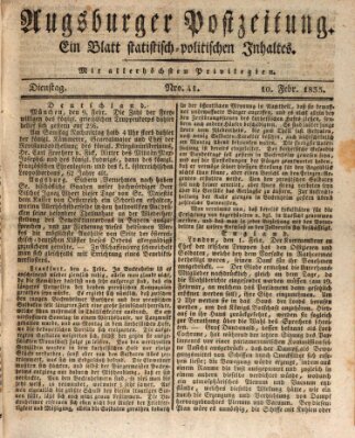 Augsburger Postzeitung Dienstag 10. Februar 1835