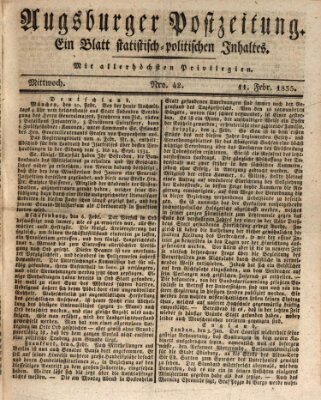 Augsburger Postzeitung Mittwoch 11. Februar 1835