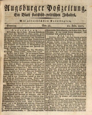 Augsburger Postzeitung Sonntag 15. Februar 1835