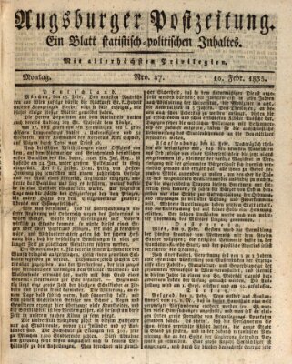 Augsburger Postzeitung Montag 16. Februar 1835