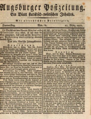 Augsburger Postzeitung Donnerstag 12. März 1835