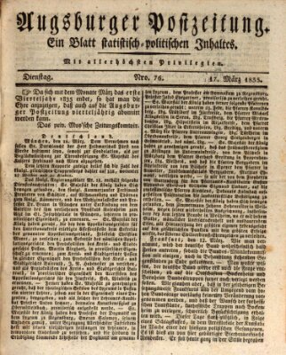 Augsburger Postzeitung Dienstag 17. März 1835