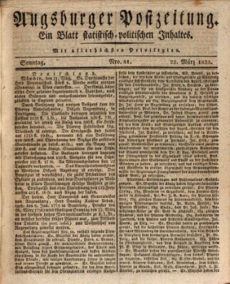 Augsburger Postzeitung Sonntag 22. März 1835