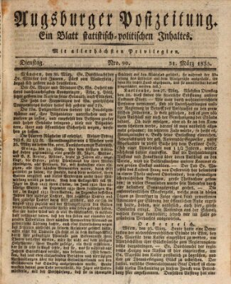 Augsburger Postzeitung Dienstag 31. März 1835