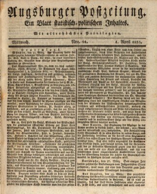 Augsburger Postzeitung Mittwoch 1. April 1835