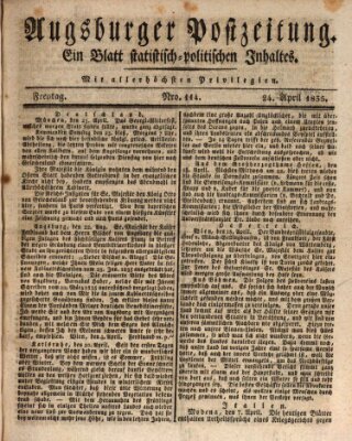 Augsburger Postzeitung Freitag 24. April 1835