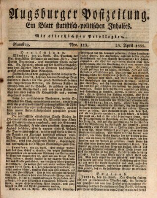 Augsburger Postzeitung Samstag 25. April 1835