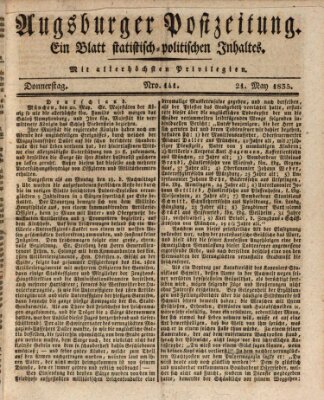 Augsburger Postzeitung Donnerstag 21. Mai 1835