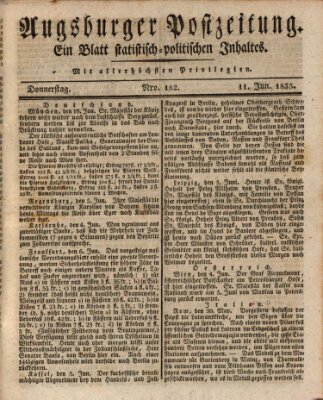 Augsburger Postzeitung Donnerstag 11. Juni 1835