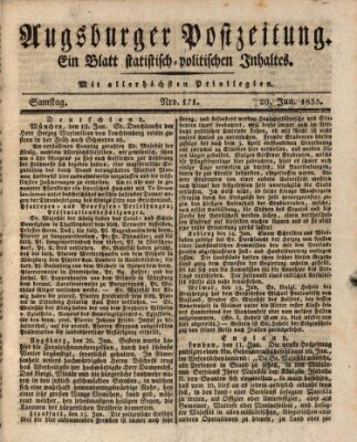 Augsburger Postzeitung Samstag 20. Juni 1835