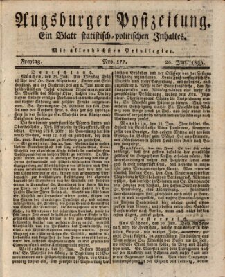 Augsburger Postzeitung Freitag 26. Juni 1835