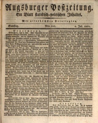 Augsburger Postzeitung Samstag 4. Juli 1835