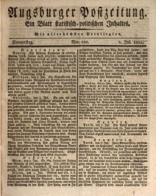 Augsburger Postzeitung Donnerstag 9. Juli 1835