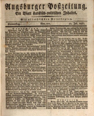 Augsburger Postzeitung Donnerstag 23. Juli 1835