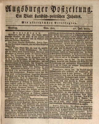 Augsburger Postzeitung Montag 27. Juli 1835