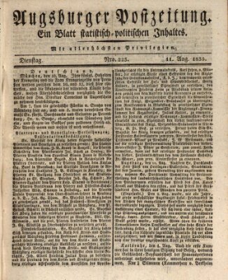 Augsburger Postzeitung Dienstag 11. August 1835