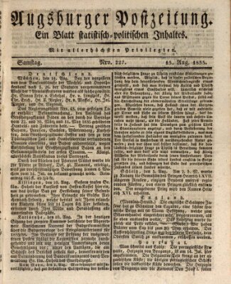 Augsburger Postzeitung Samstag 15. August 1835