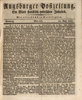 Augsburger Postzeitung Sonntag 16. August 1835