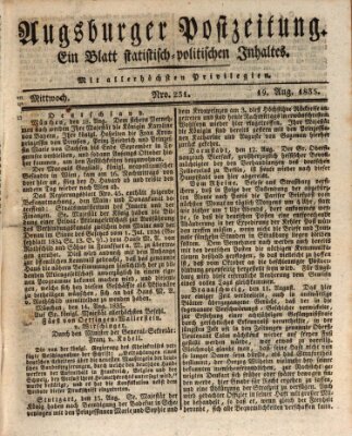 Augsburger Postzeitung Mittwoch 19. August 1835