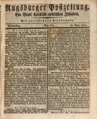 Augsburger Postzeitung Donnerstag 20. August 1835