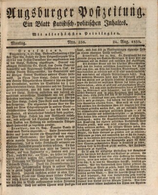 Augsburger Postzeitung Montag 24. August 1835