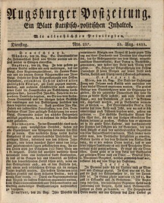 Augsburger Postzeitung Dienstag 25. August 1835