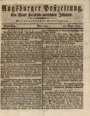 Augsburger Postzeitung Donnerstag 10. September 1835