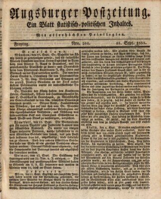 Augsburger Postzeitung Freitag 18. September 1835