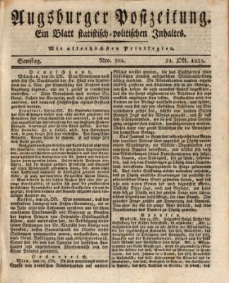 Augsburger Postzeitung Samstag 31. Oktober 1835