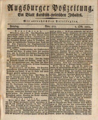 Augsburger Postzeitung Freitag 2. Oktober 1835