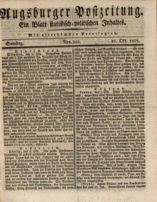 Augsburger Postzeitung Samstag 10. Oktober 1835