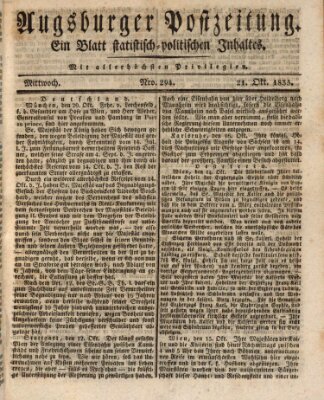 Augsburger Postzeitung Mittwoch 21. Oktober 1835