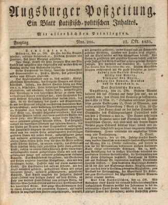 Augsburger Postzeitung Freitag 23. Oktober 1835