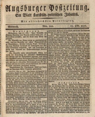 Augsburger Postzeitung Mittwoch 28. Oktober 1835