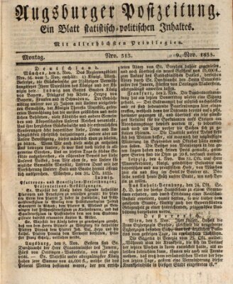 Augsburger Postzeitung Montag 9. November 1835