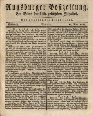 Augsburger Postzeitung Mittwoch 18. November 1835