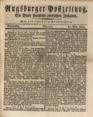 Augsburger Postzeitung Donnerstag 19. November 1835