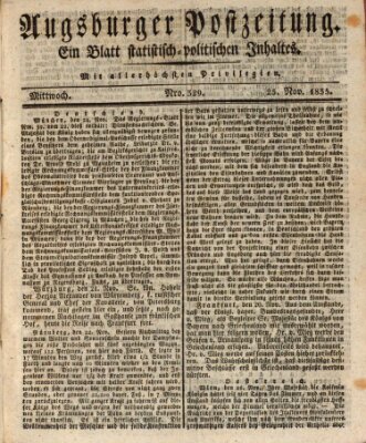 Augsburger Postzeitung Mittwoch 25. November 1835