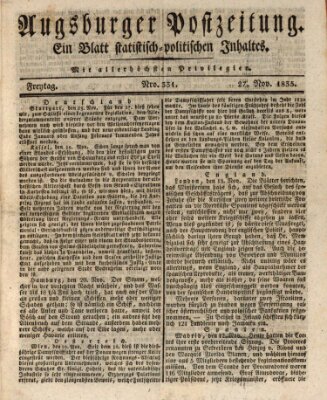 Augsburger Postzeitung Freitag 27. November 1835