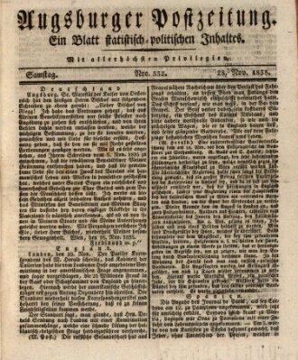 Augsburger Postzeitung Samstag 28. November 1835