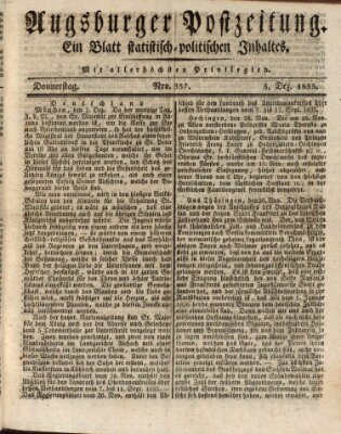 Augsburger Postzeitung Donnerstag 3. Dezember 1835