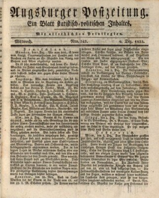 Augsburger Postzeitung Mittwoch 9. Dezember 1835