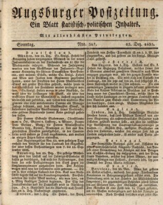 Augsburger Postzeitung Sonntag 13. Dezember 1835