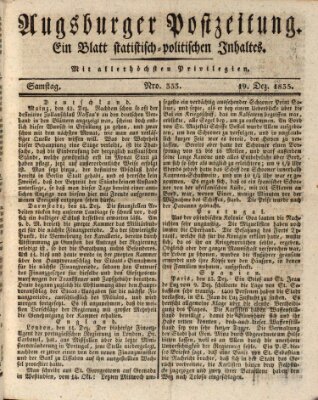 Augsburger Postzeitung Samstag 19. Dezember 1835