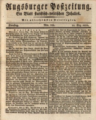 Augsburger Postzeitung Dienstag 22. Dezember 1835