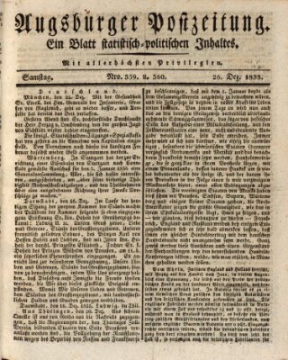 Augsburger Postzeitung Samstag 26. Dezember 1835