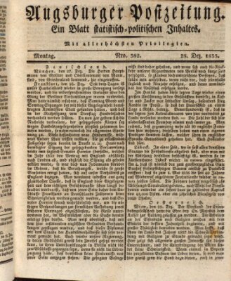 Augsburger Postzeitung Montag 28. Dezember 1835